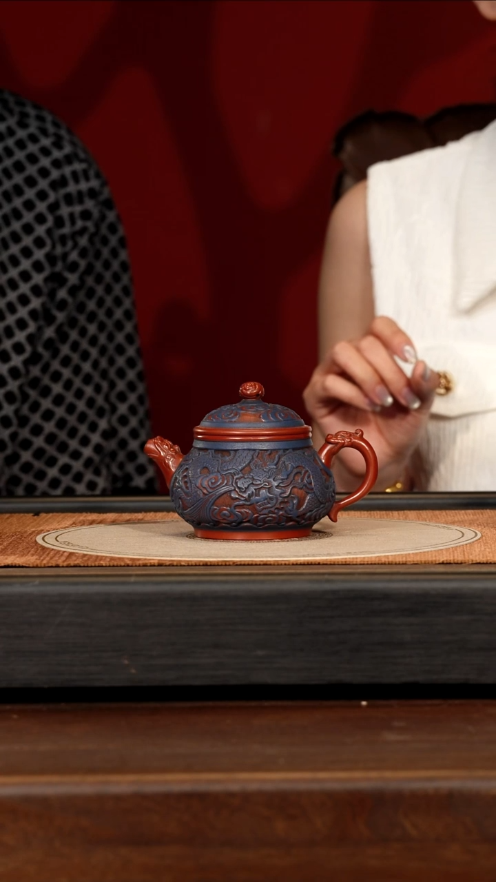 茶壶紫砂宜兴紫砂PHJ 剔红 潘壶 170cc