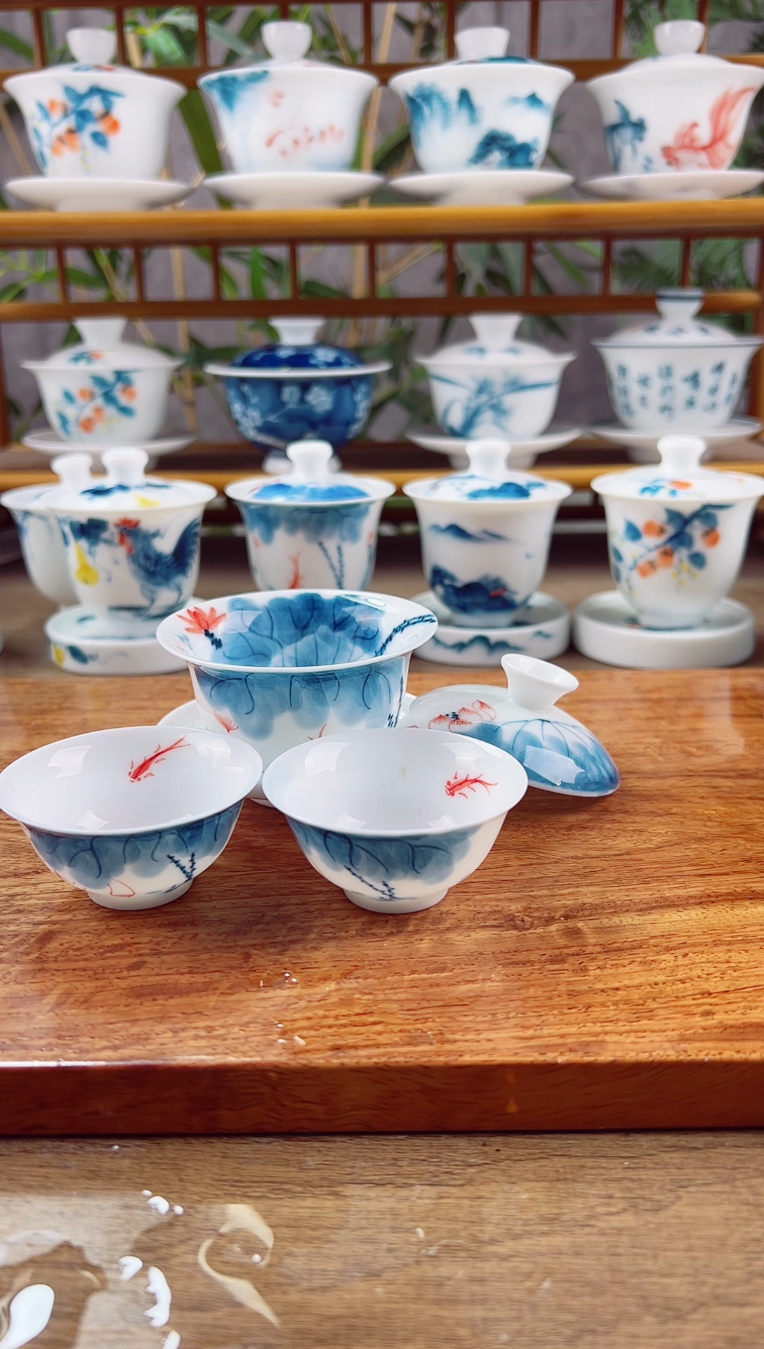 【闪购商品】微瑕2.8带內绘线条莲加2个小玉兰杯