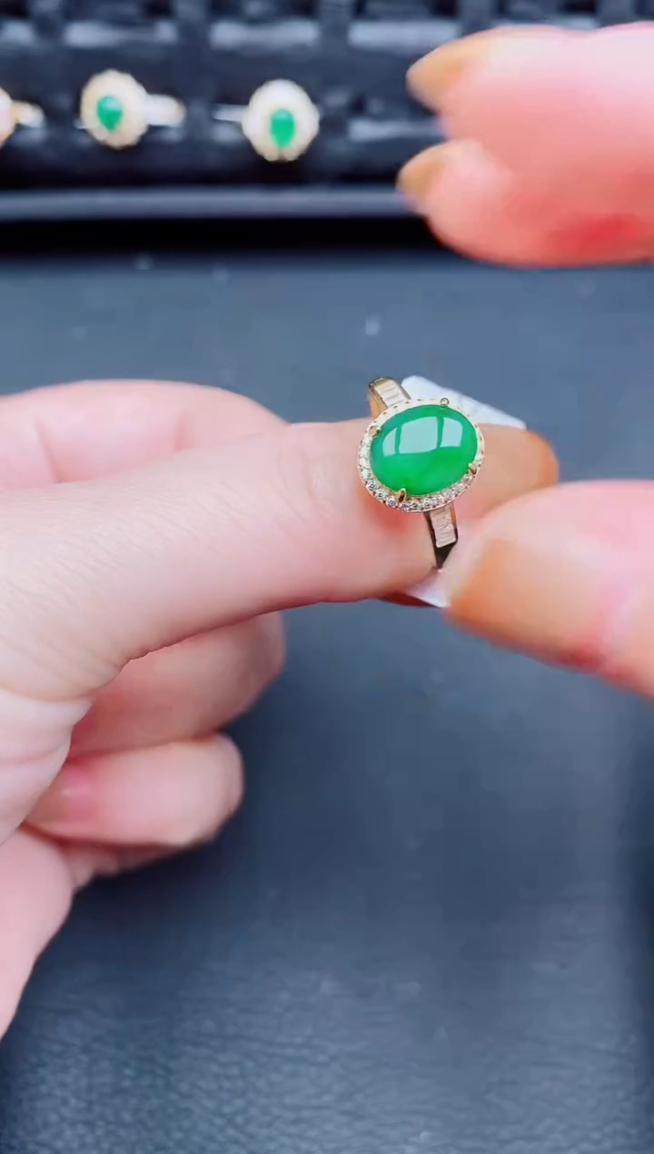 【闪购商品】翡翠戒指银S925镶嵌天然a货翡翠224