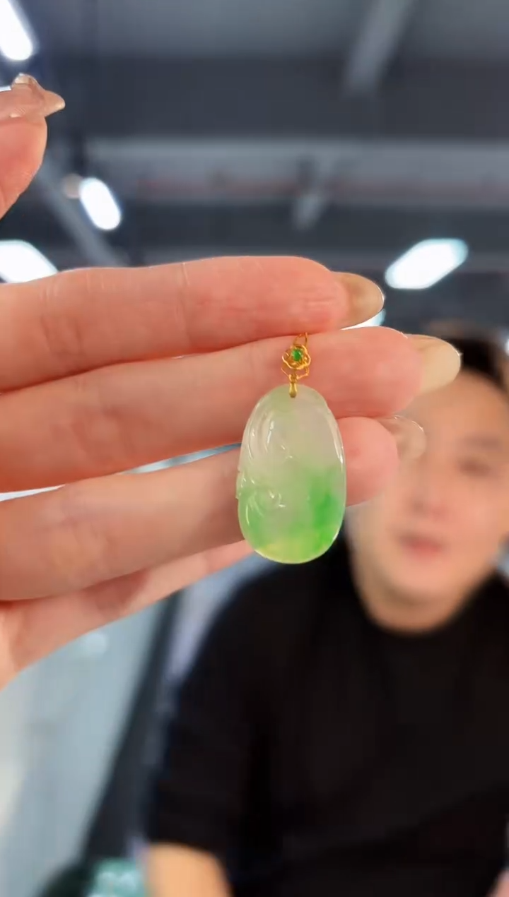 【闪购商品】翡翠颈饰18K金镶嵌 缅料A货/支持复检/一件