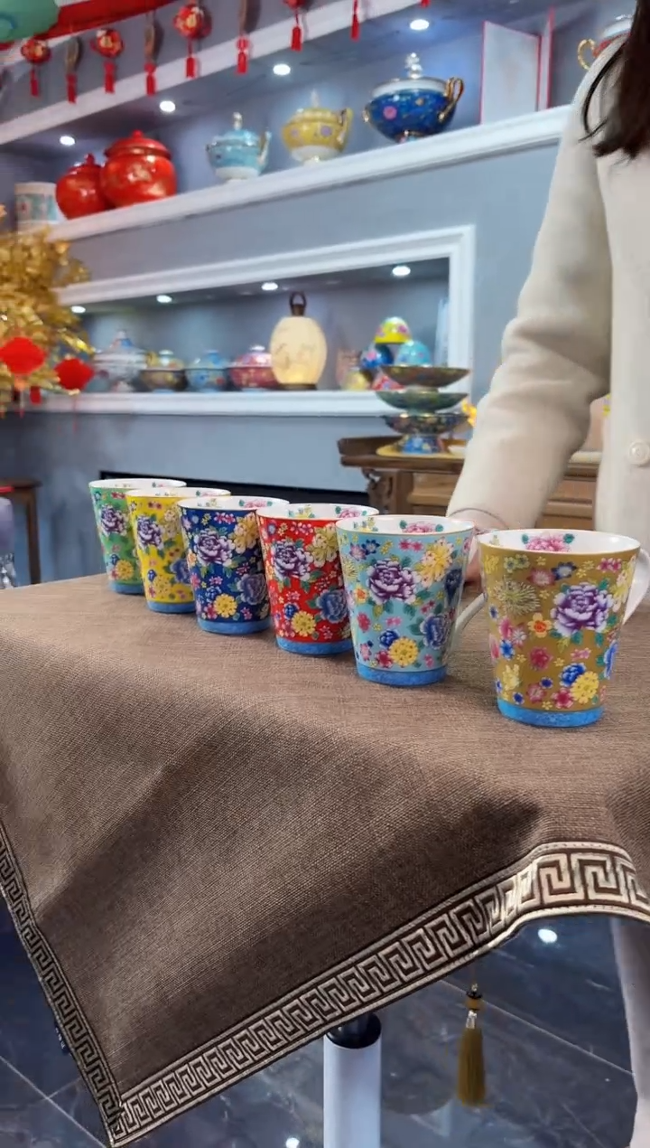 珐琅  锦绣万花水杯6只装景德镇