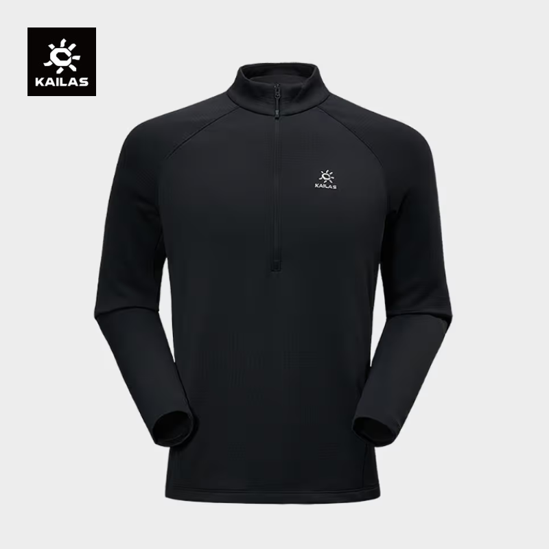 【吸湿保暖】凯乐石立领半开胸抓绒衣弹力透气户外秋冬半拉链长袖男