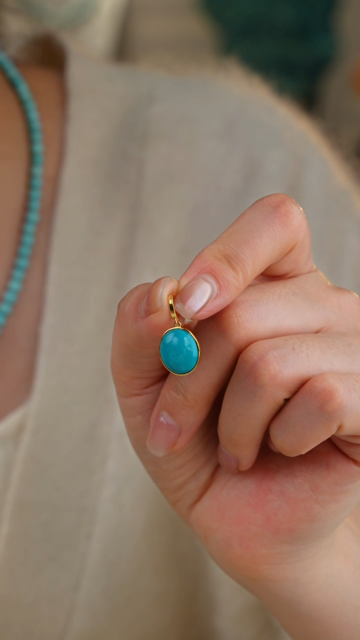 【闪购商品】绿松石吊坠(不含链)18K金镶嵌1