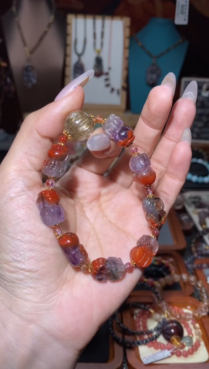 【闪购商品】水晶手串未镶嵌红极光貔貅阵