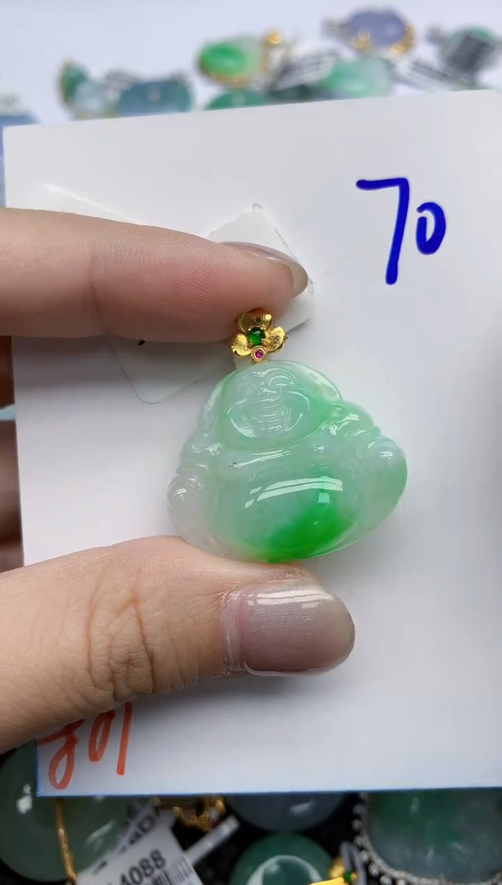 【闪购商品】翡翠颈饰18K金镶嵌天然翡翠A货