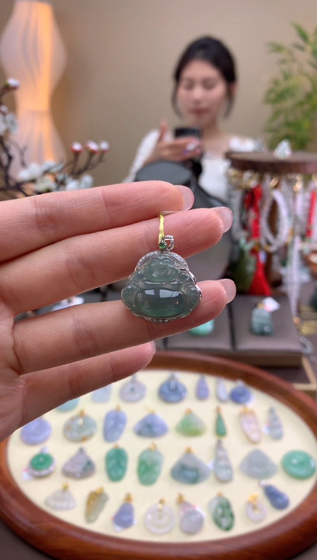 【闪购商品】翡翠颈饰18K金镶嵌佛公