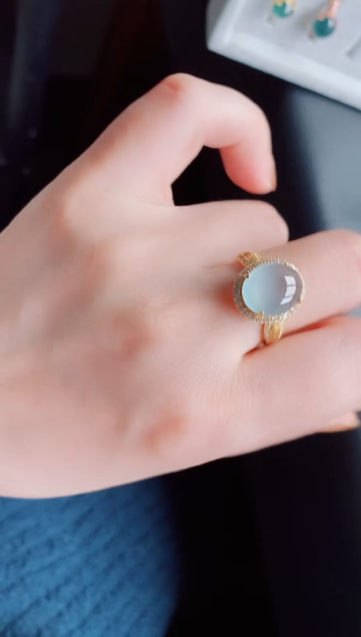 【闪购商品】翡翠戒指银S925镶嵌天然a货翡翠481