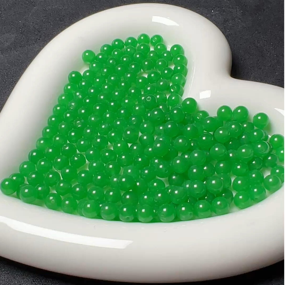 杨绿色卡4mm小米珠散珠圆珠diy创意手工串珠