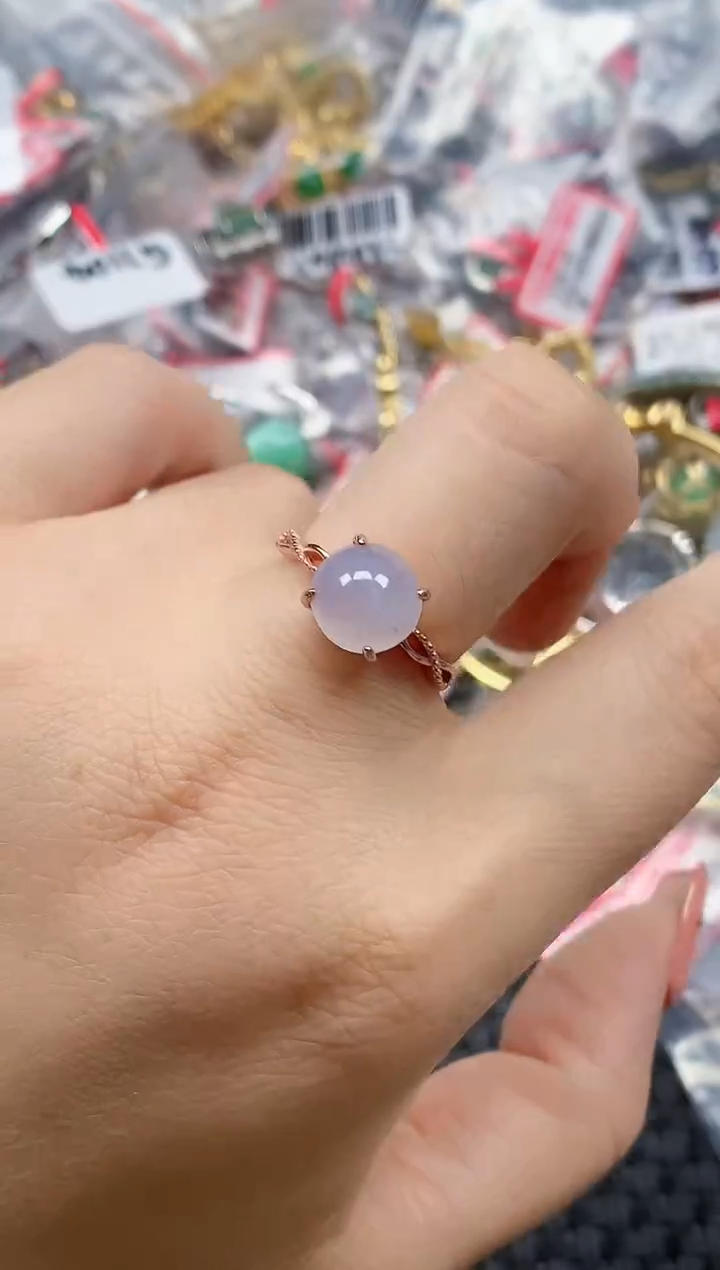 银S925镶嵌戒指翡翠天然A货缅甸翡翠