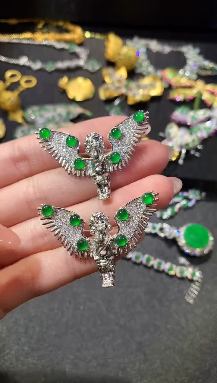 【闪购商品】翡翠挂件银S925镶嵌143胸针（多样性发货一件