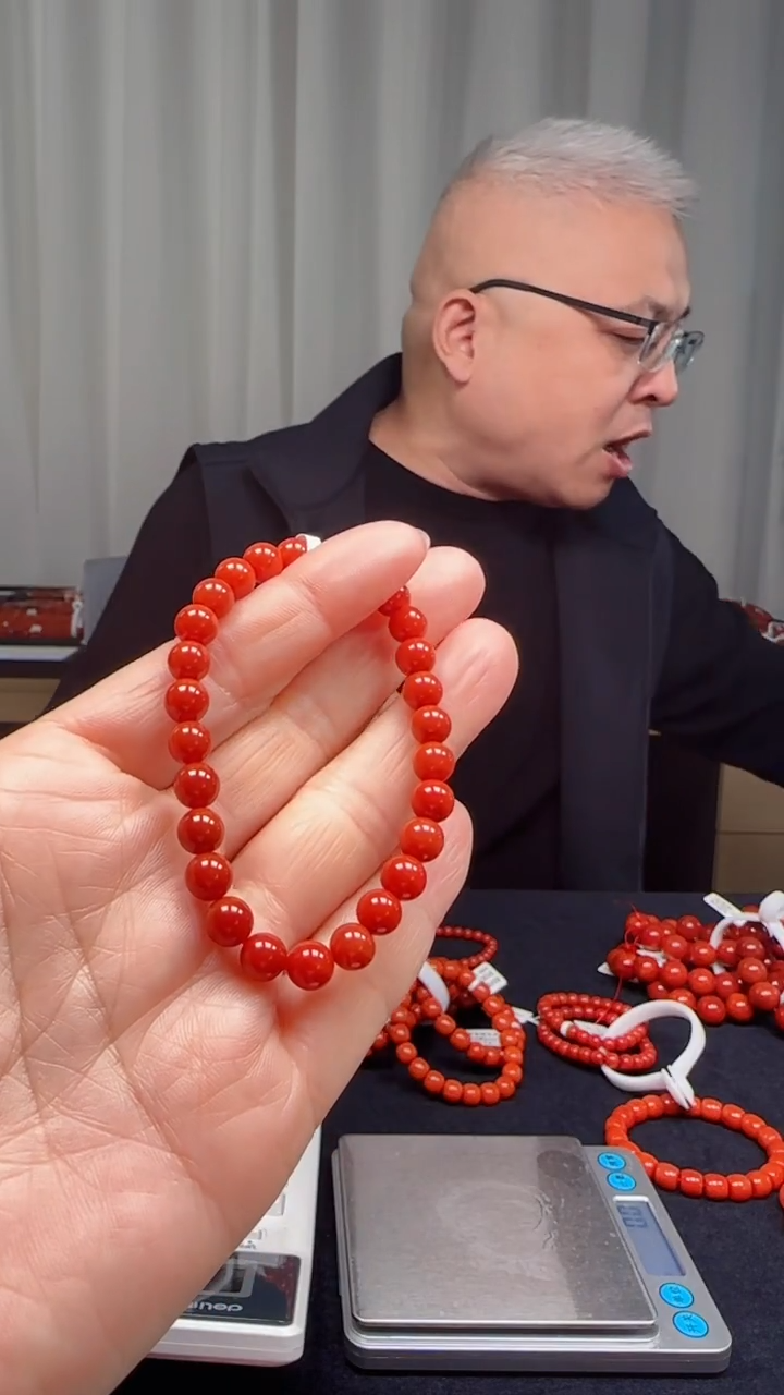 未镶嵌多样性发一件南红玛瑙【高货】锦红6mm保山圆珠单圈 