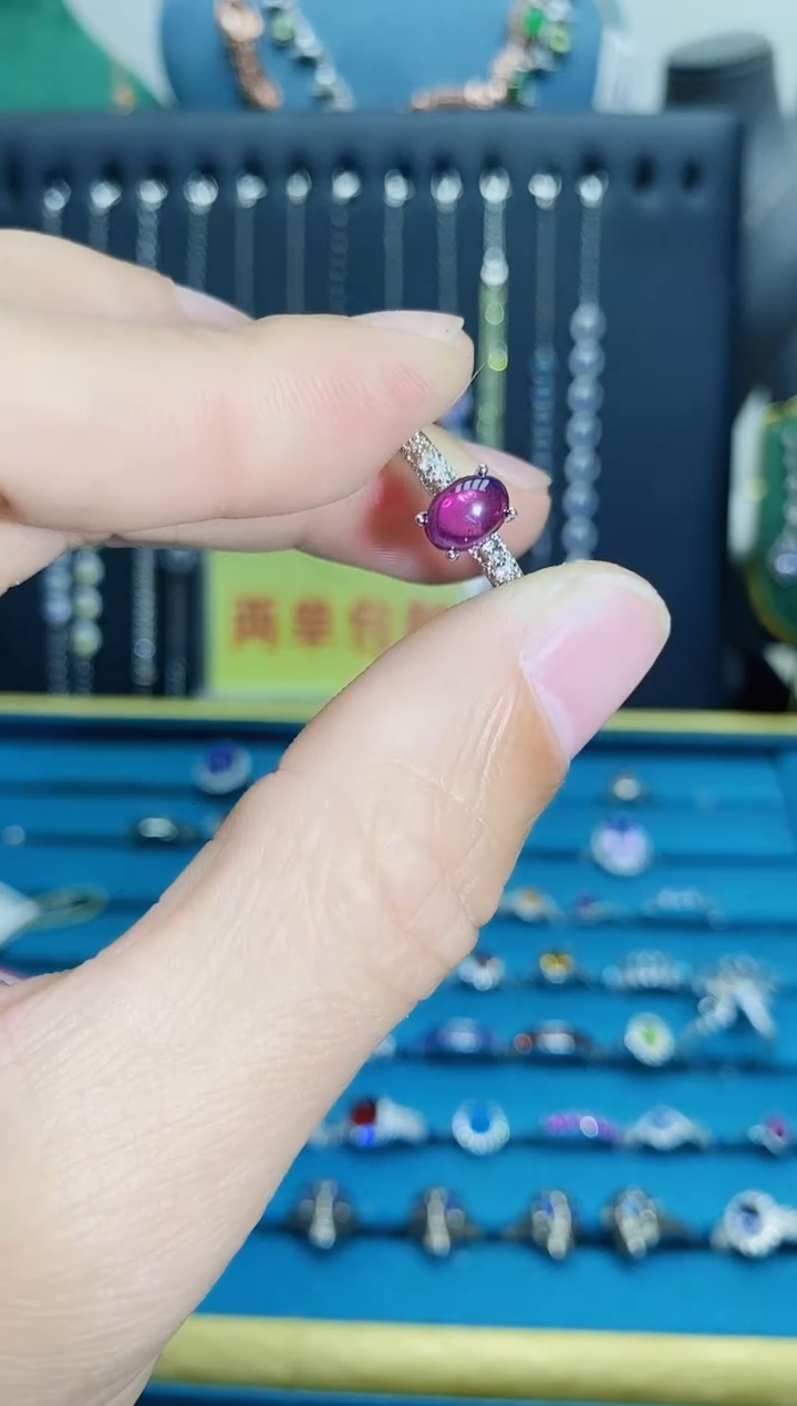 【闪购商品】石榴石（紫牙乌）戒指银S925镶嵌1121