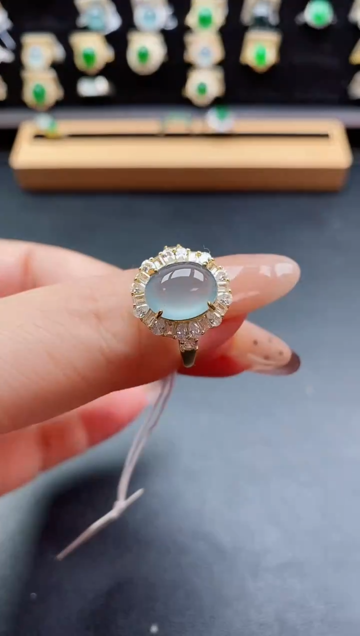 银S925镶嵌戒指翡翠1