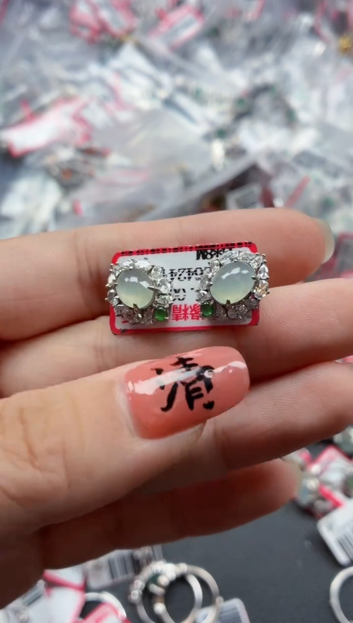 银S925镶嵌戒指翡翠天然A货缅甸翡翠