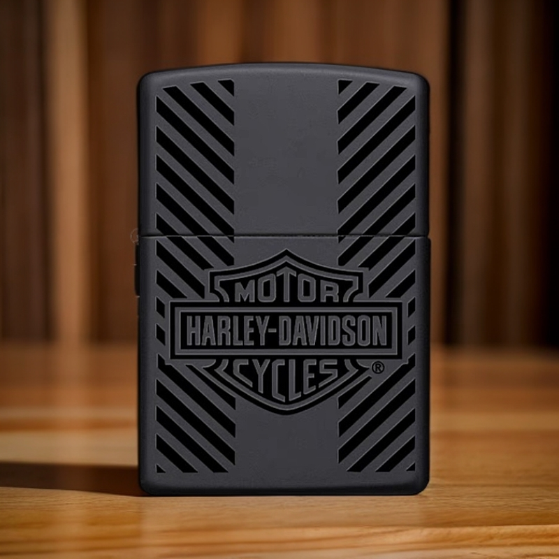 ZIPPO/之宝打火机美版黑哑漆哈雷轮胎印标志男士经典