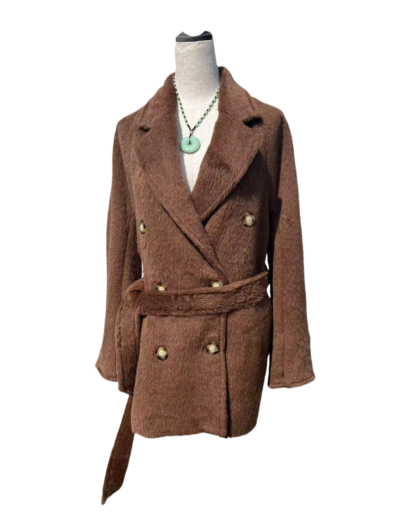 【阿英】2025进扣秘鲁苏利羊驼小个子时尚气质双排扣大衣SL802