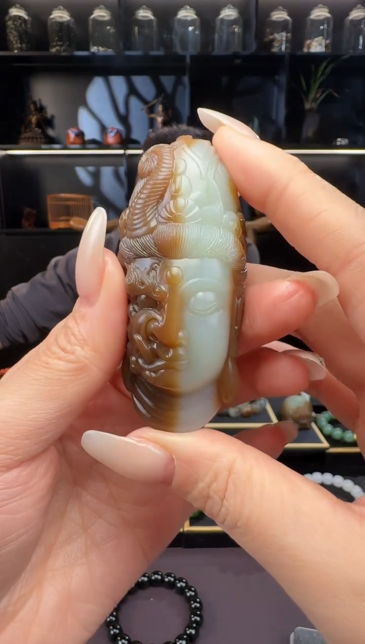 颈饰未镶嵌和田玉李*松佛魔一念挂件