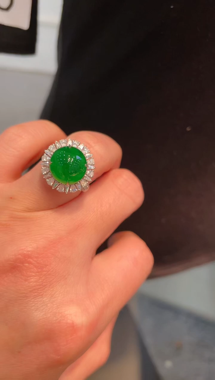 【闪购商品】翡翠颈饰18K金镶嵌A67戒指