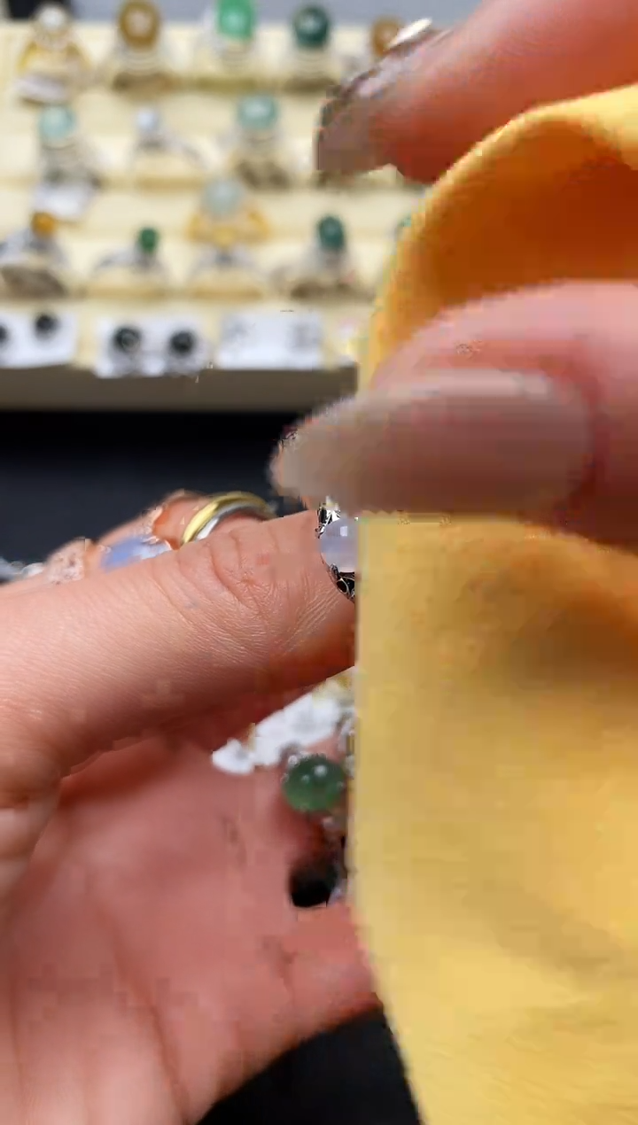 【闪购商品】翡翠戒指银S925镶嵌缅甸翡翠2  6+