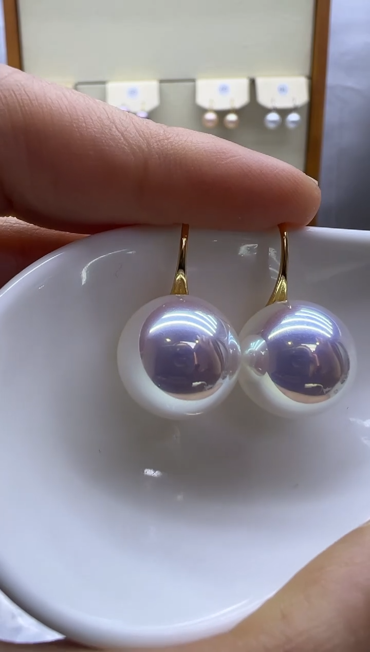 银S925镶嵌耳饰淡水珍珠高跟鞋