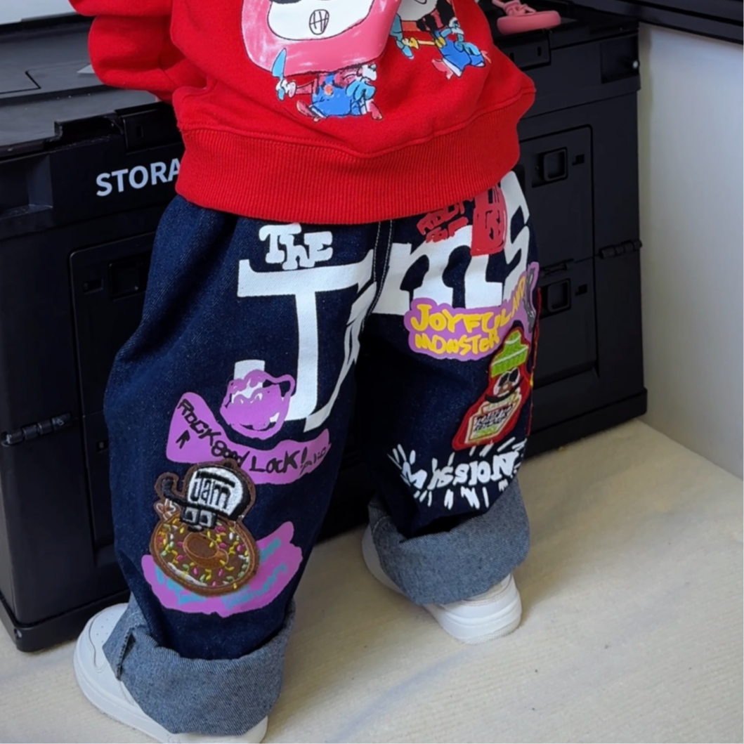 2005【甜圈奶瓶】宽松洋气炫酷时尚百搭儿童牛仔裤