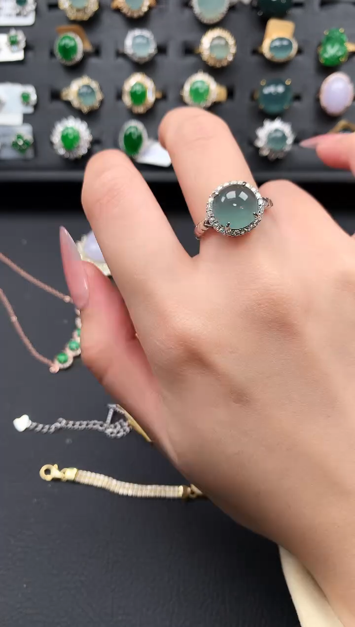 【闪购商品】翡翠戒指银S925镶嵌63141