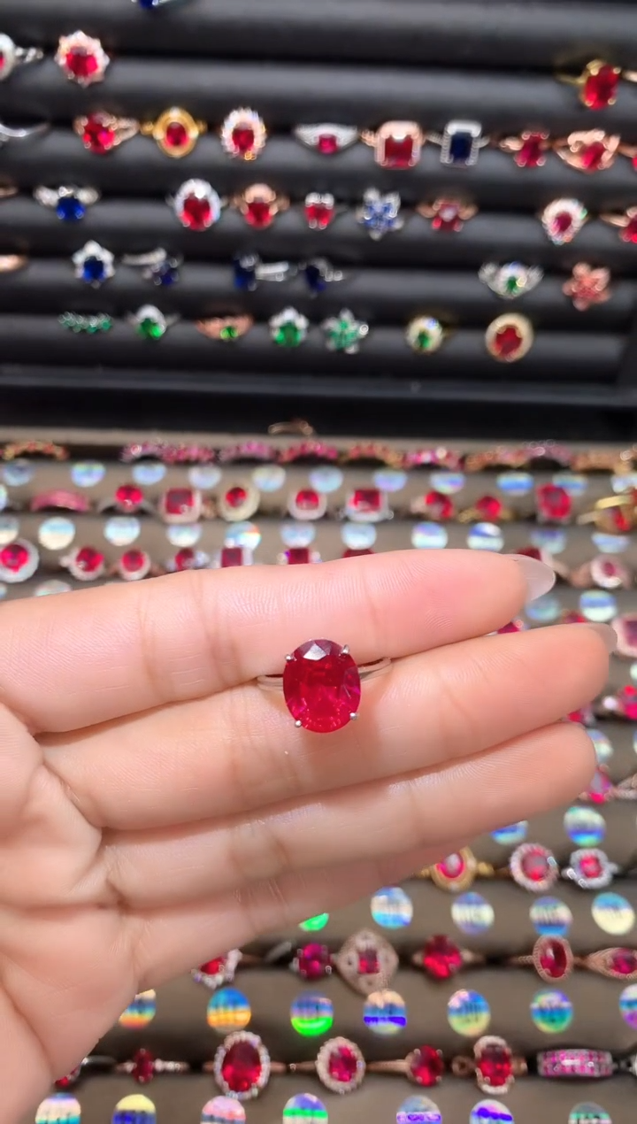 【闪购商品】红宝石戒指银S925镶嵌1012白