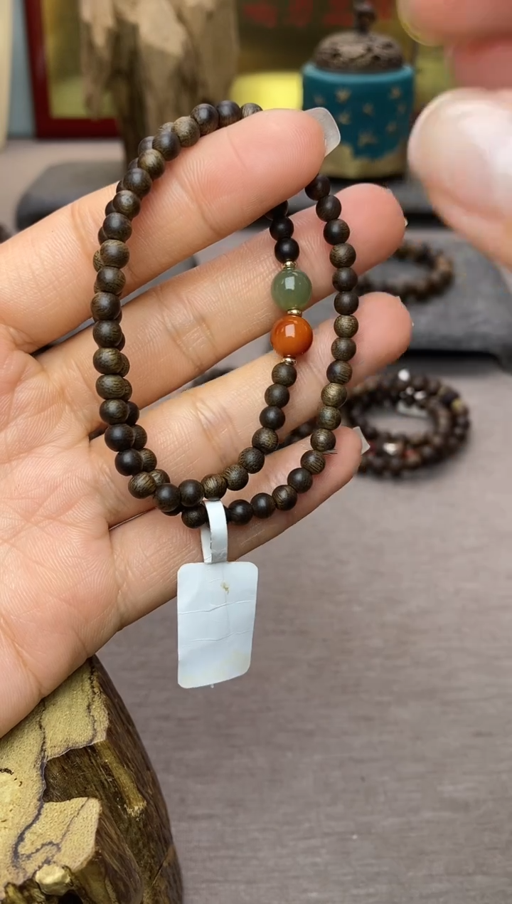 【闪购商品】沉香手串越南芽庄白棋0.4+配饰 沉水双圈款