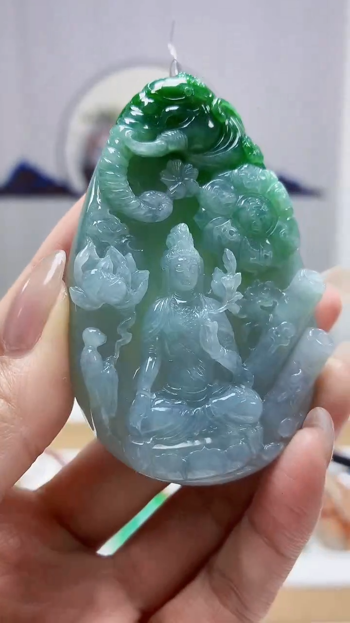 未镶嵌定制翡翠4688MM-毛货挂件96