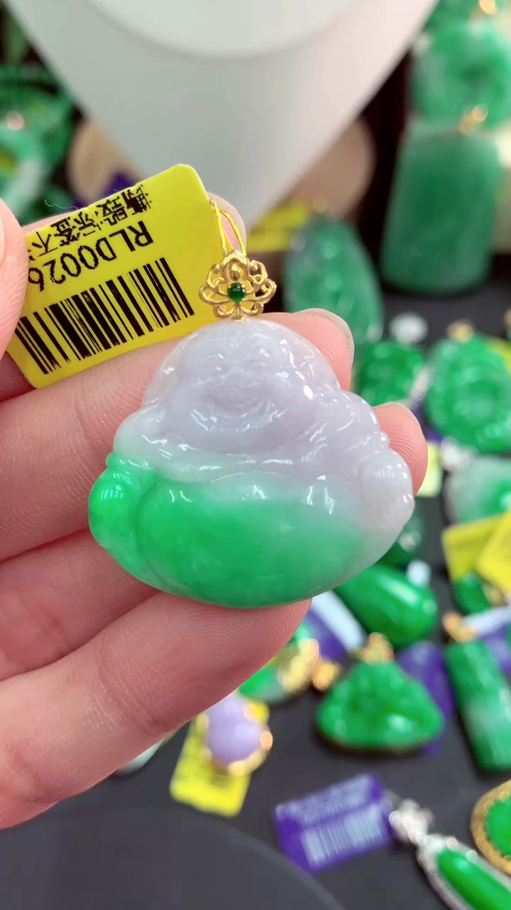 吊坠(不含链)18K金镶嵌翡翠天然缅甸翡翠A货