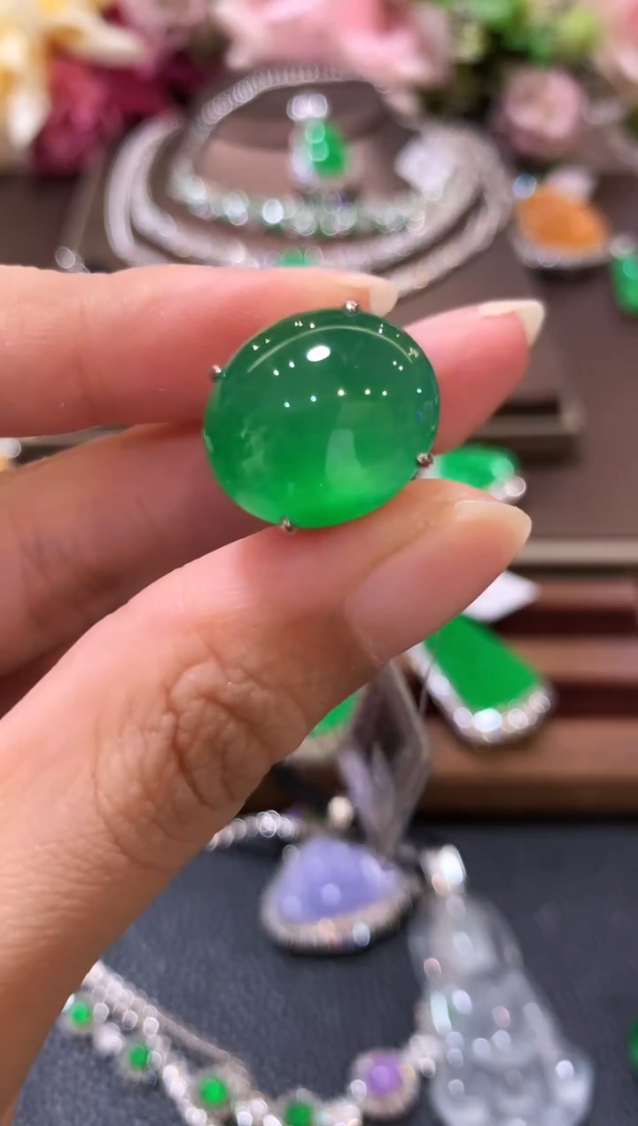 18K金镶嵌戒指翡翠环*z211  