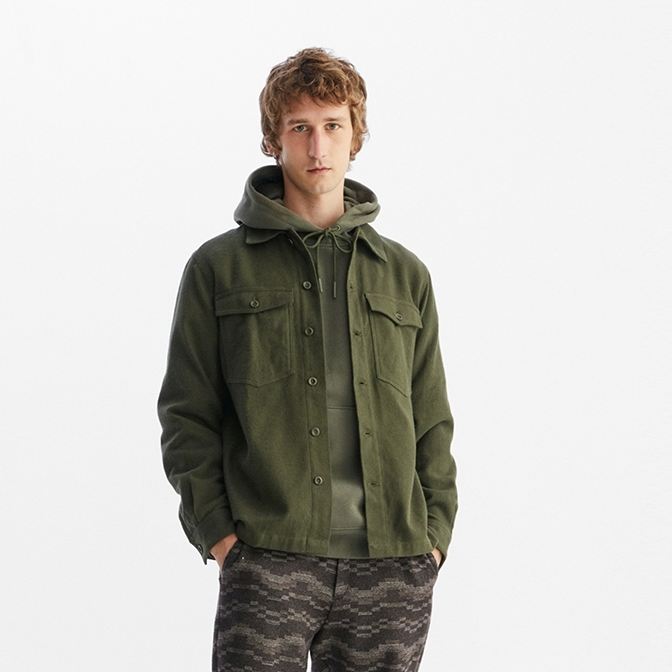 【年终狂欢】AIGLE艾高春季户外宽松翻领长袖衬衫外套男士AB68