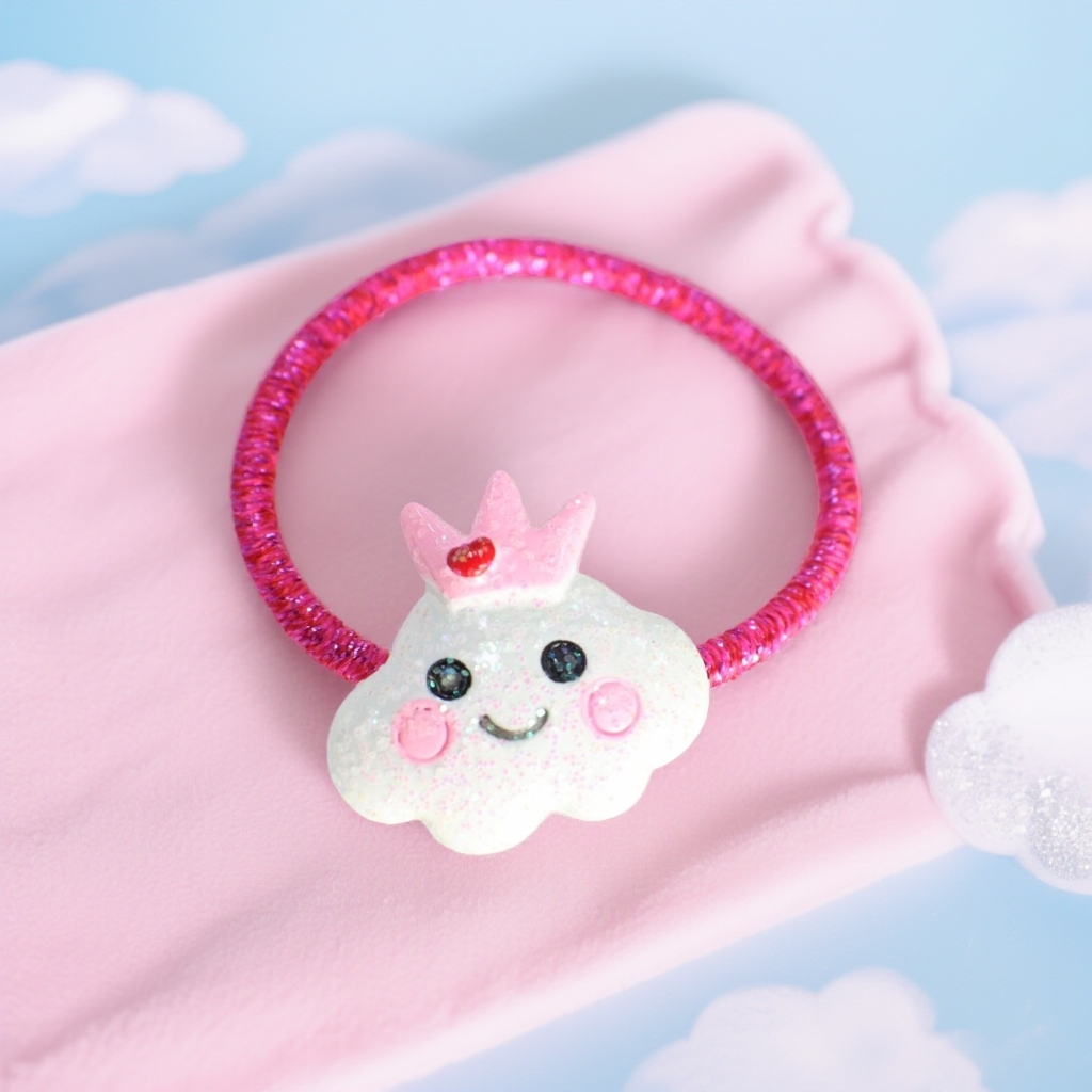 X541-666可爱手绘卡通云朵星球甜美时尚百搭日韩不伤发宝贝发圈