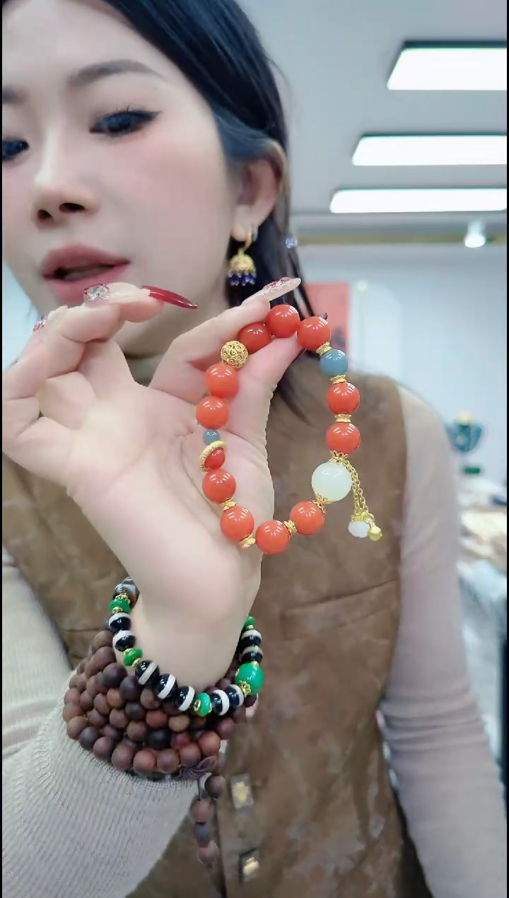 【闪购商品】南红玛瑙手链合金2880 红色手串