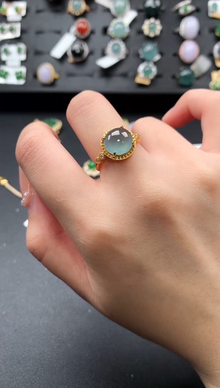 【闪购商品】翡翠戒指银S925镶嵌52141