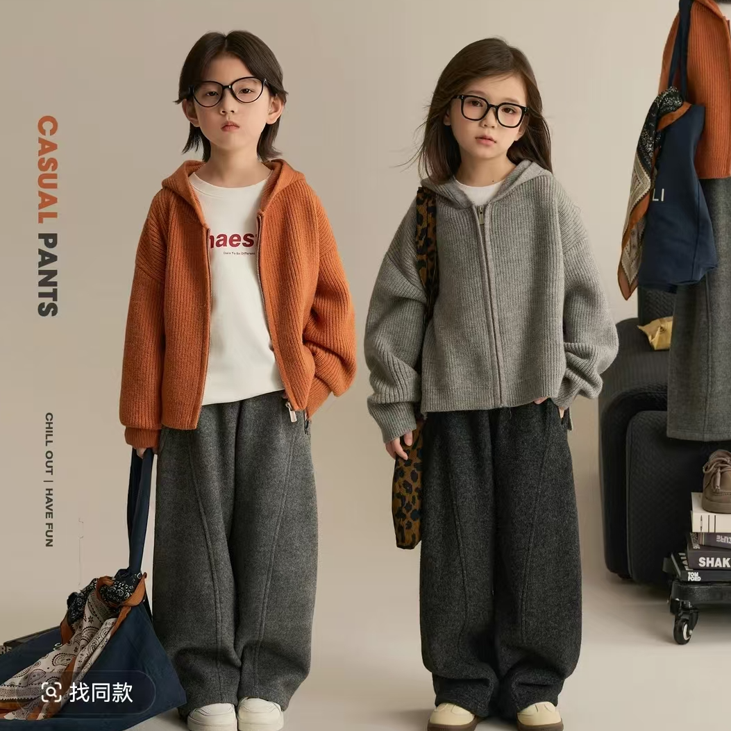 男女童加绒加厚弯刀裤2025新款中大童百搭休闲保暖宽松潮