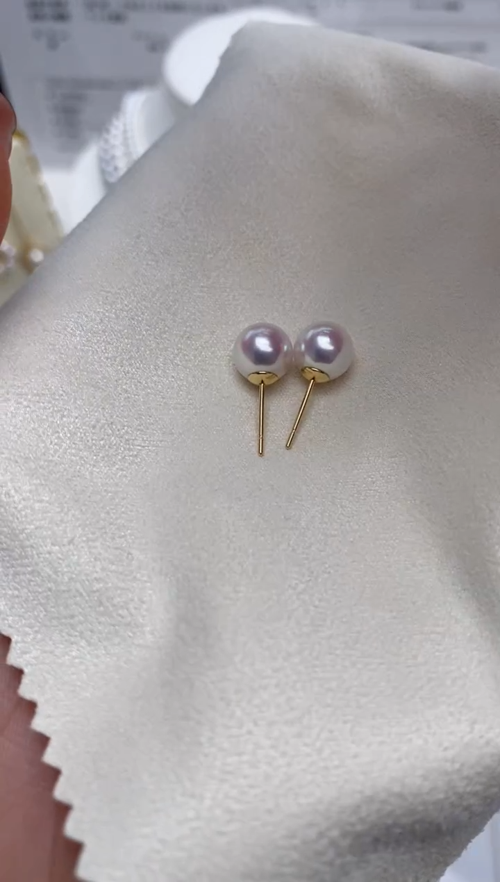 【闪购商品】海水珍珠耳钉18K金镶嵌8-8.5mm耳钉福利