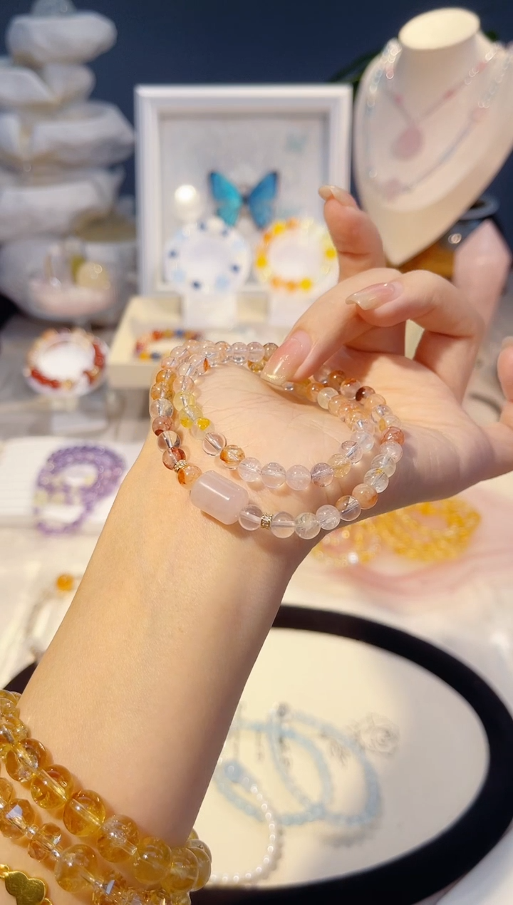 未镶嵌手串水晶双圈胶花