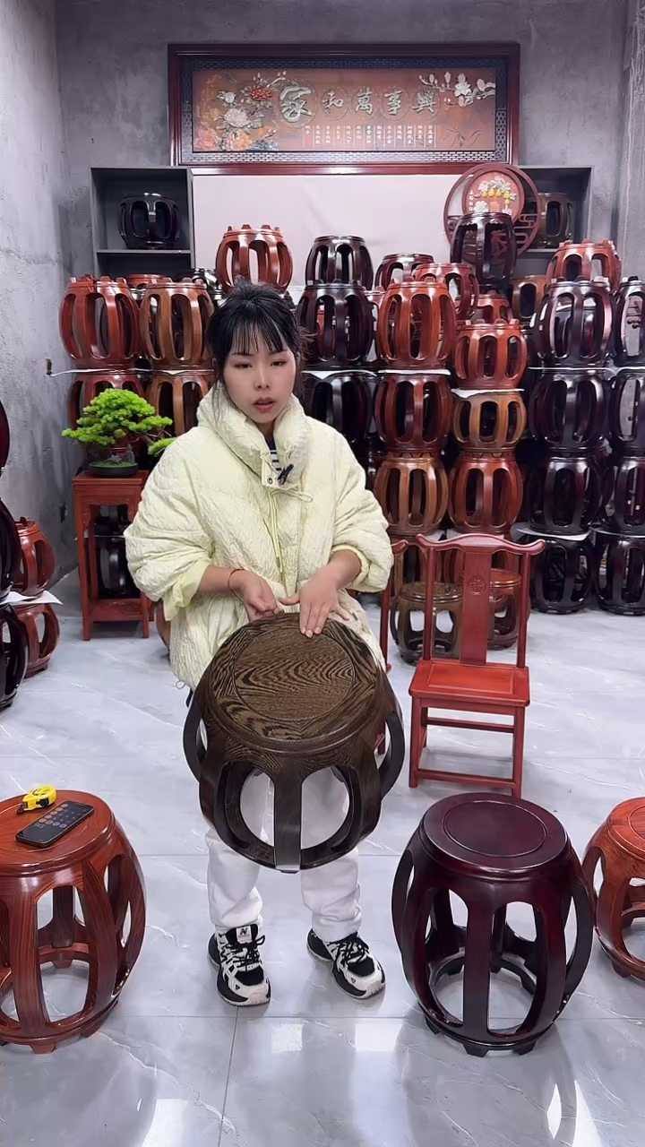 【闪购商品】鸡翅木类家具鸡翅木大号鼓凳四个