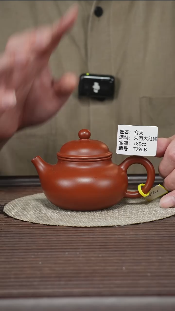茶壶紫砂T295B 朱泥大红袍 容天 180cc