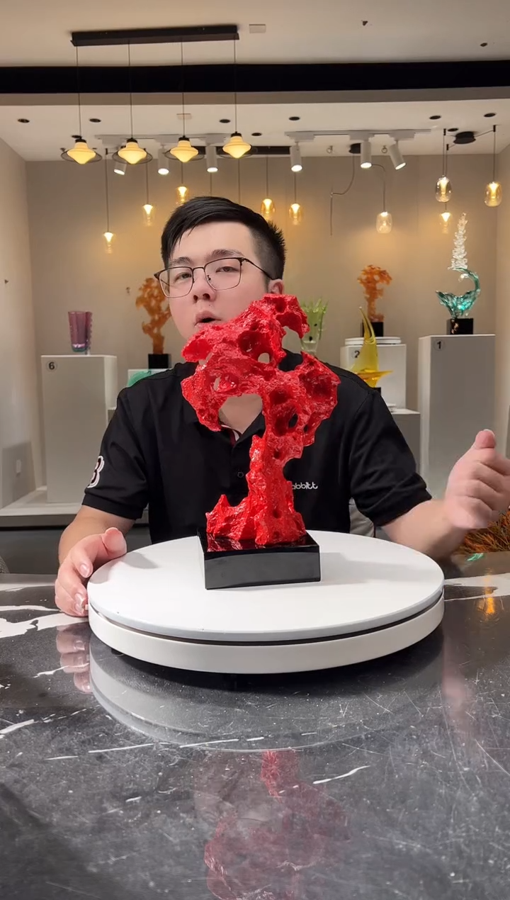 摆件巴比特美学-朱砂红中号太湖石+底座