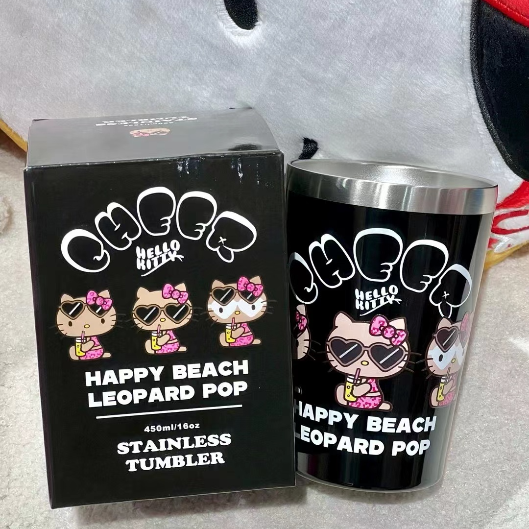 【冲绳限定】Hello Kitty 黑色Kitty豹纹保温 配件