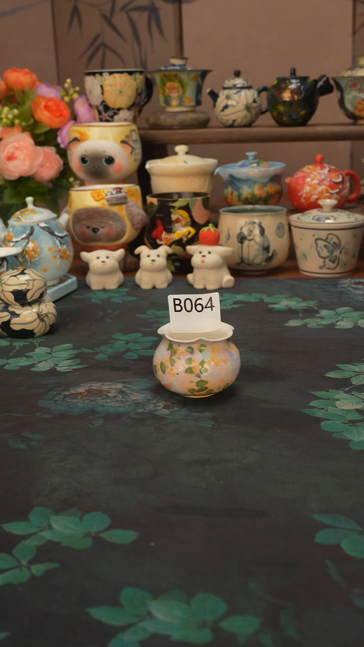 石一  桂花兔花口品茗杯064