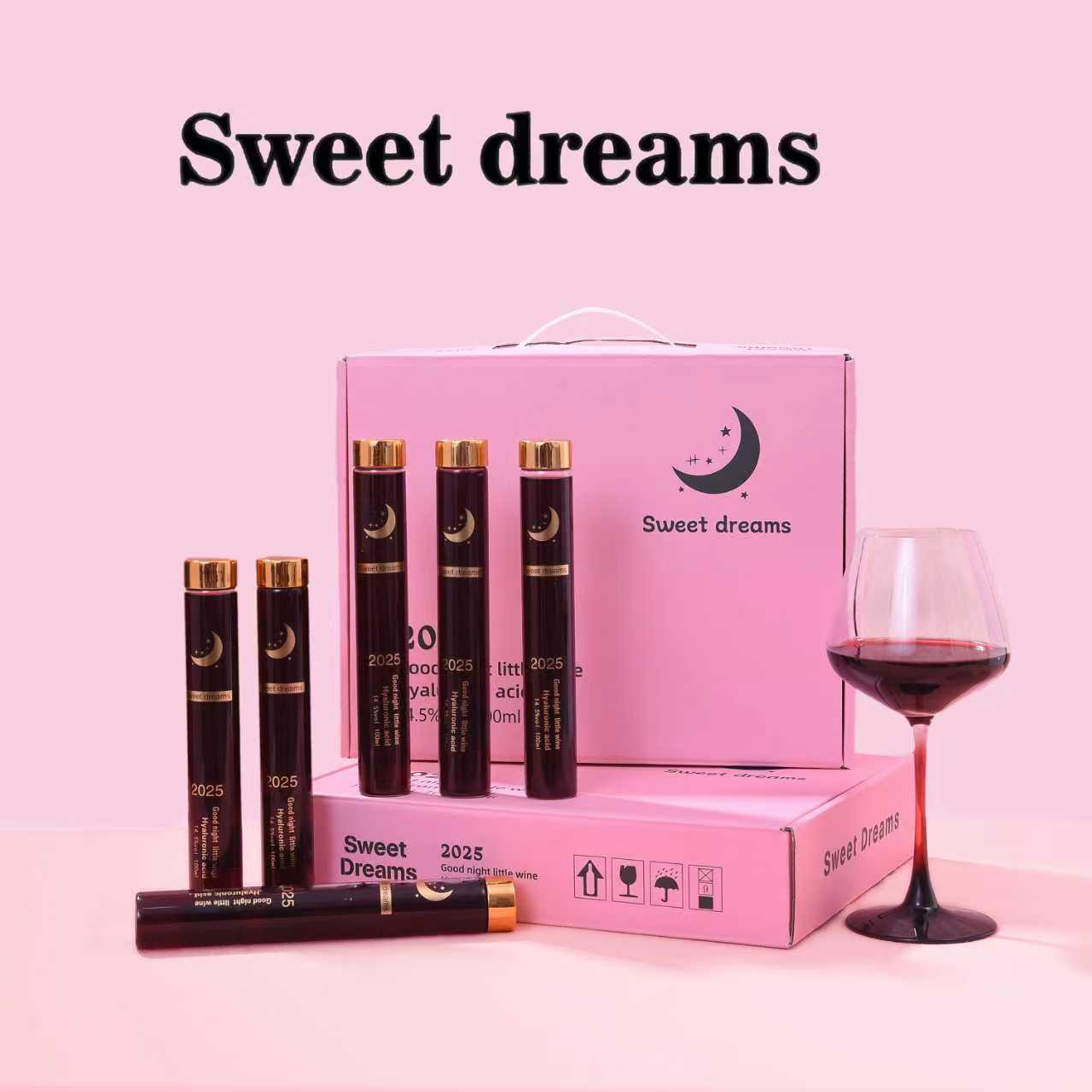 单管晚安红葡萄酒半甜红葡萄酒红酒14.5度100ML*6整箱优节日送礼