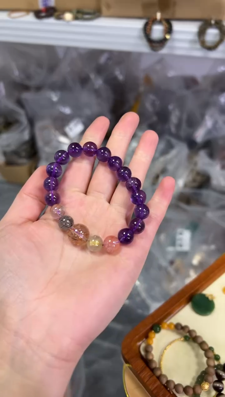 【闪购商品】水晶手链未镶嵌紫水晶黑超七款手链[329]