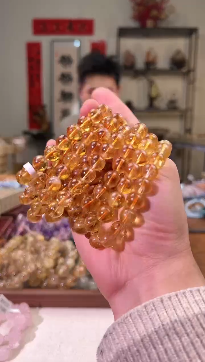 【闪购商品】黄晶手串未镶嵌10+mm黄塔晶手串（多样性发其一）