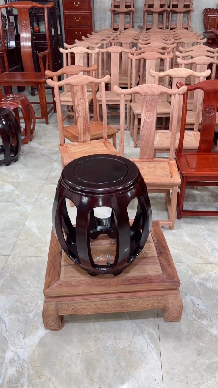 【闪购商品】花梨木类成套家具酸枝木45高鼓凳
