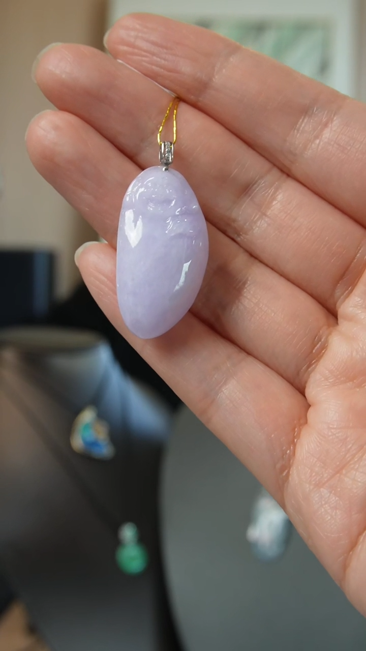 【闪购商品】翡翠颈饰18K金镶嵌天然缅甸翡翠吊坠