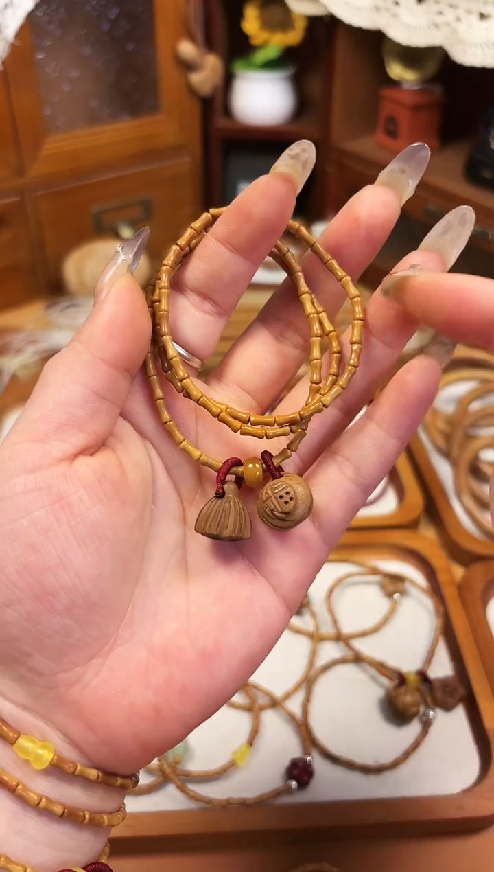 手串桃核三圈   竹节手串  福字加莲蓬   备注手围