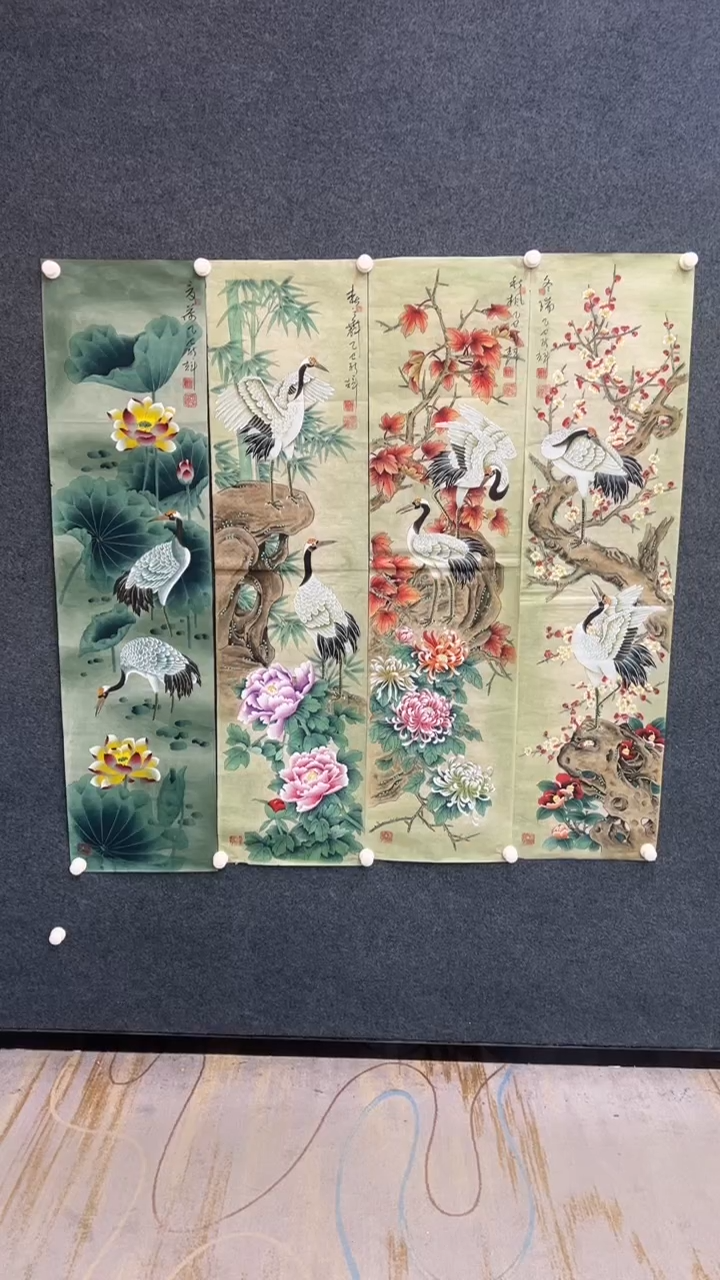 【闪购商品】国画2.6展馆-颜新辉四条屏-花鸟14